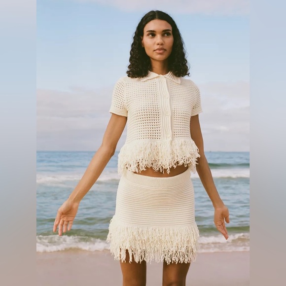 ZARA CHECKERED KNIT JACKET WITH FRINGE - Picture 1 of 13